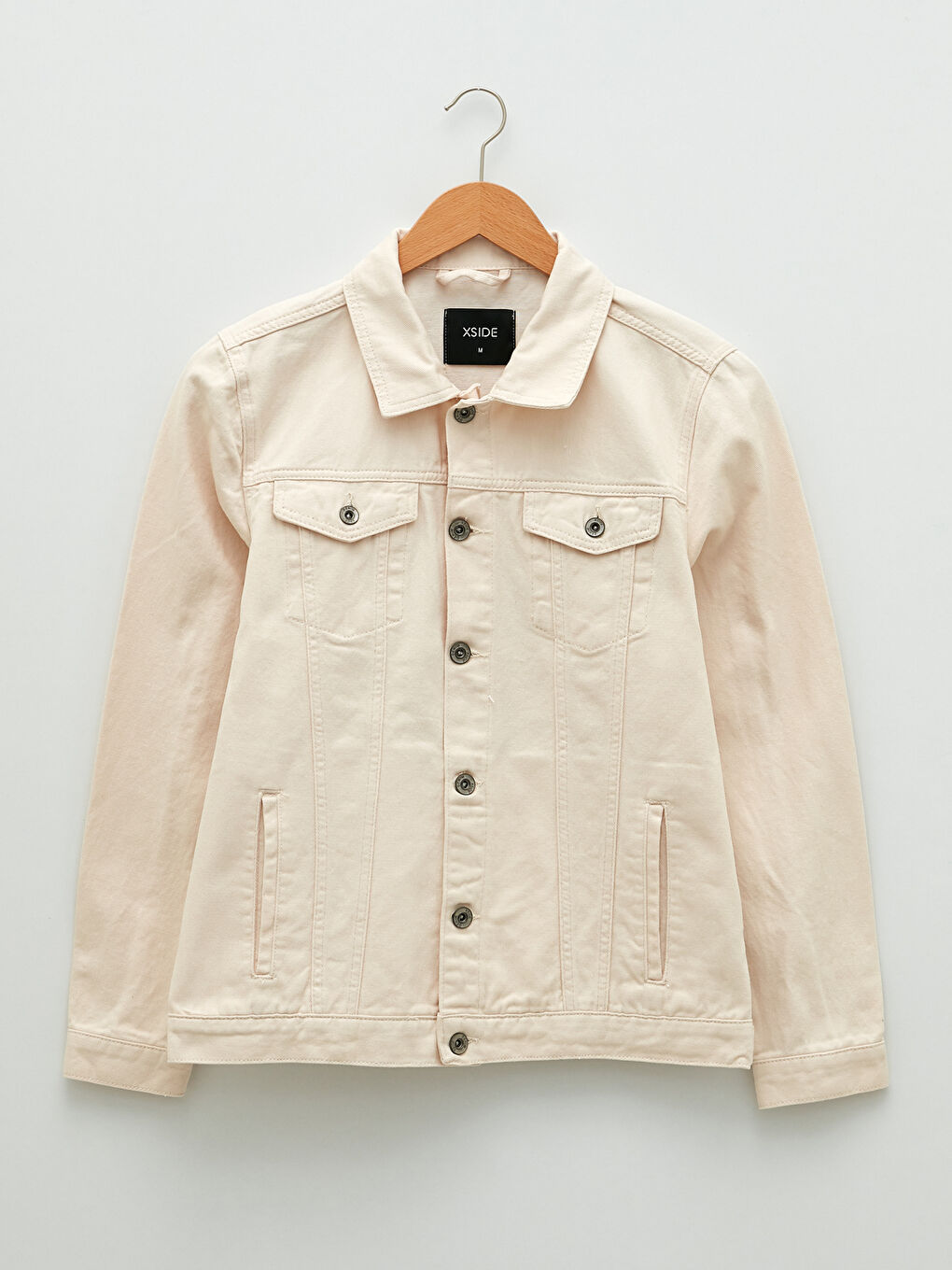 Bej Standart Kalıp Erkek Jean Ceket-6