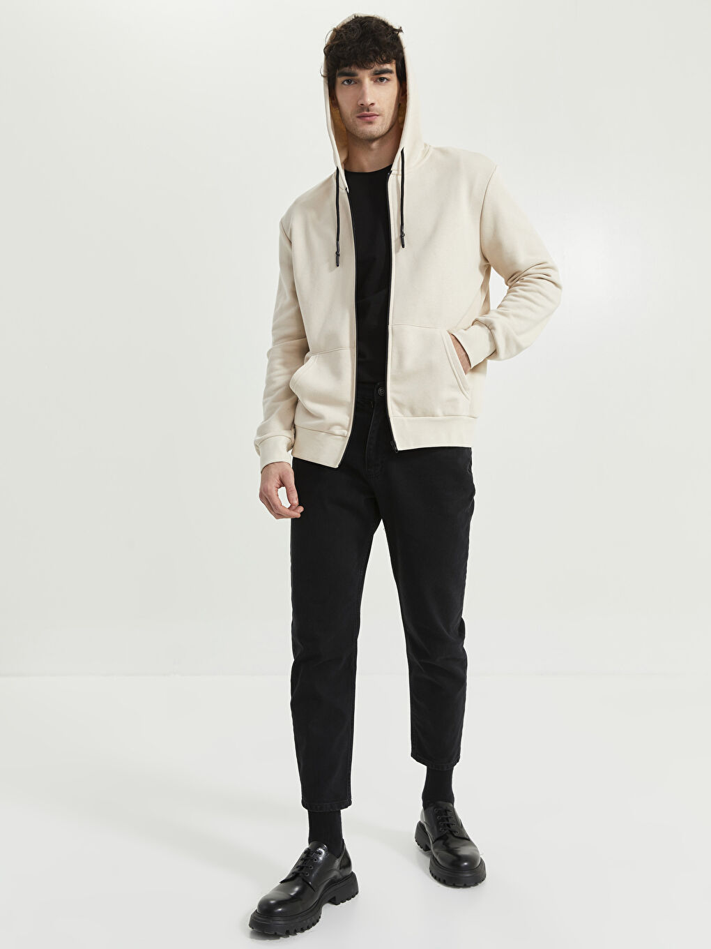 Hooded Long Sleeve Men's Zip-Up Sweatshirt-2