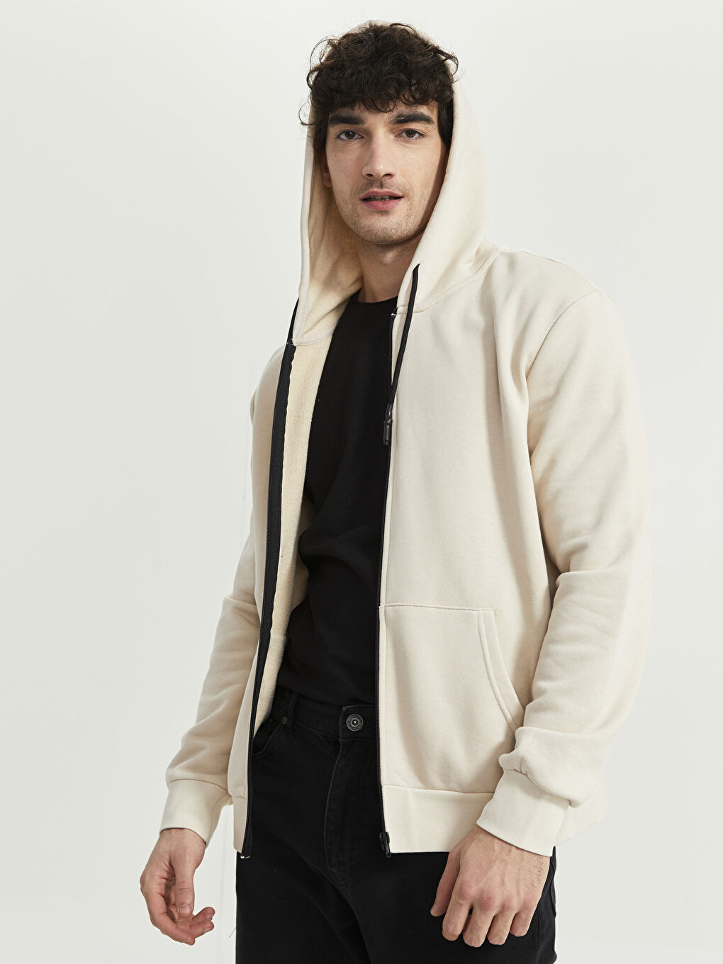 Hooded Long Sleeve Men's Zip-Up Sweatshirt-3