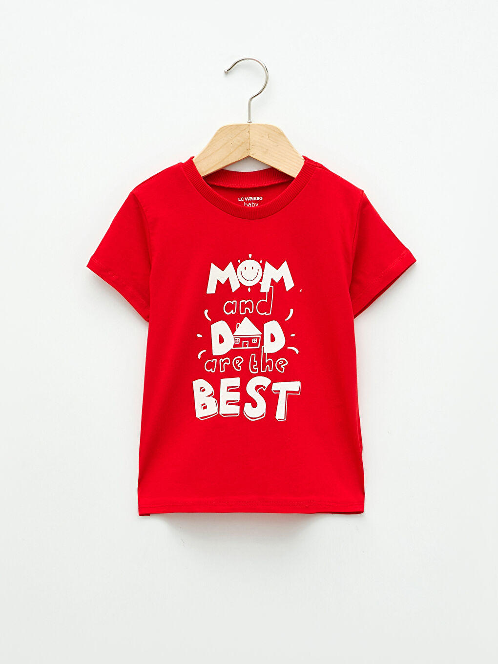 Kırmızı Bisiklet Yaka Kısa Kol Baskılı Pamuklu Erkek Bebek Tişört