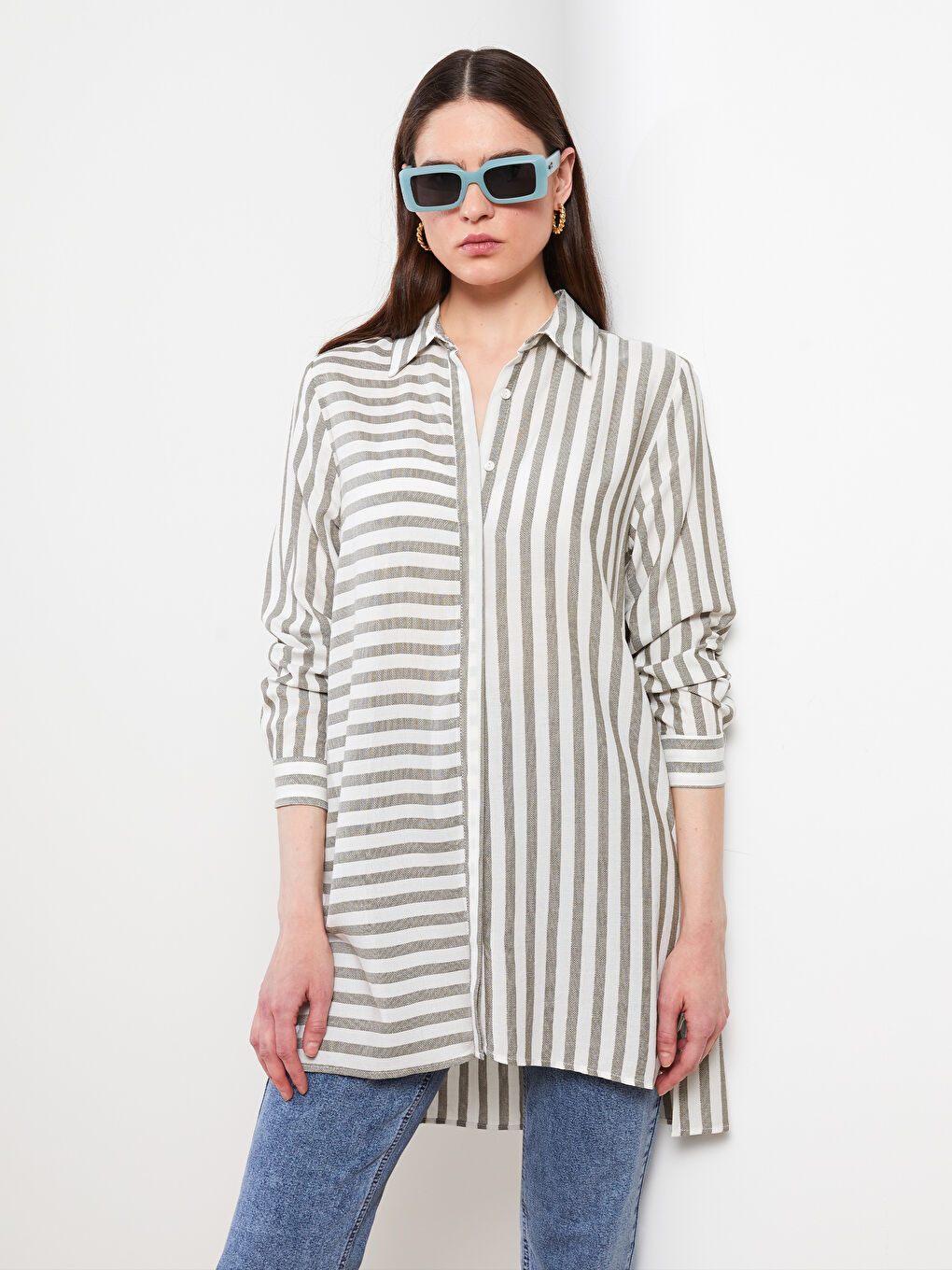 Striped Women's Shirt Tunic-1
