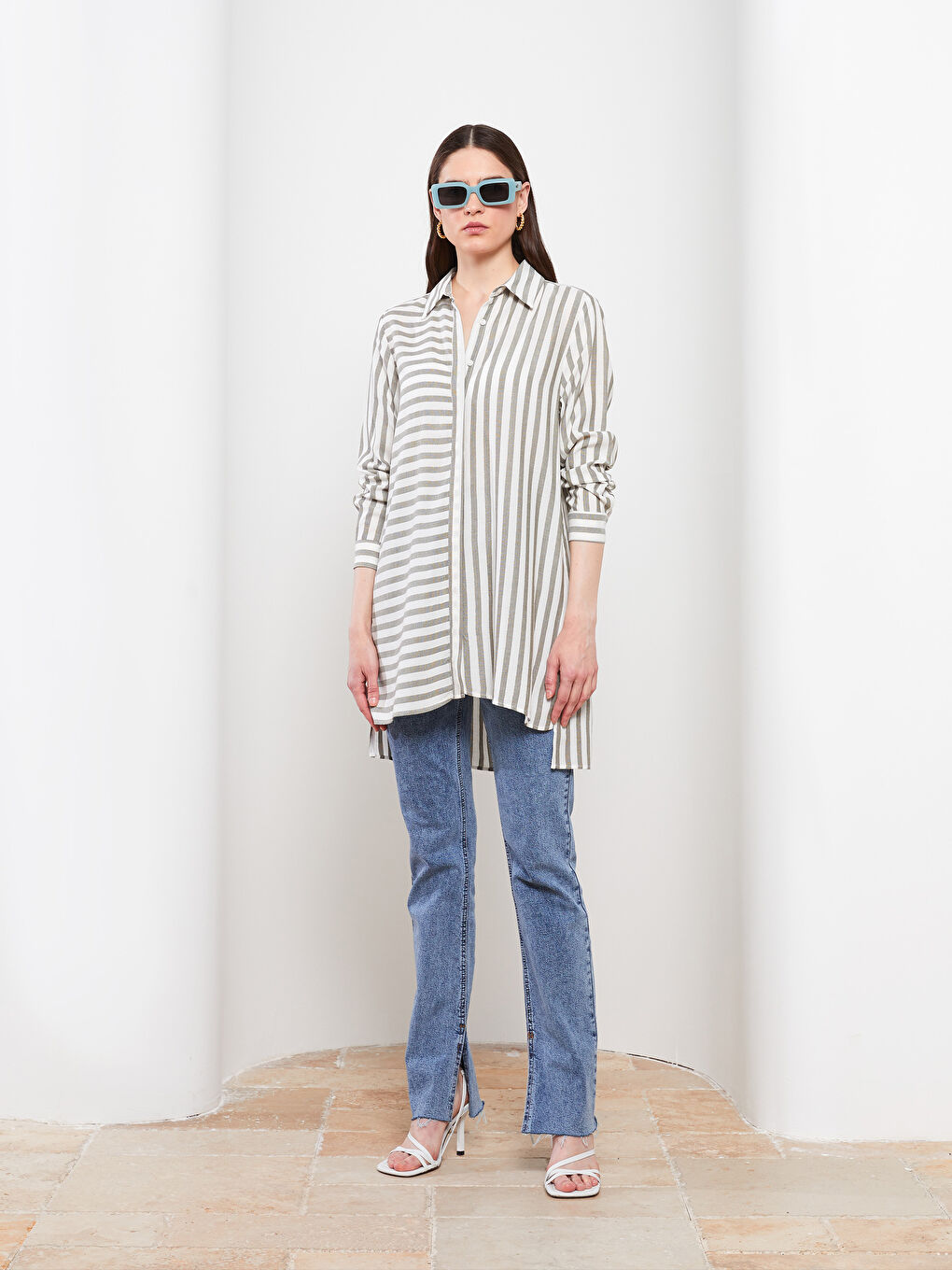 Striped Women's Shirt Tunic-2