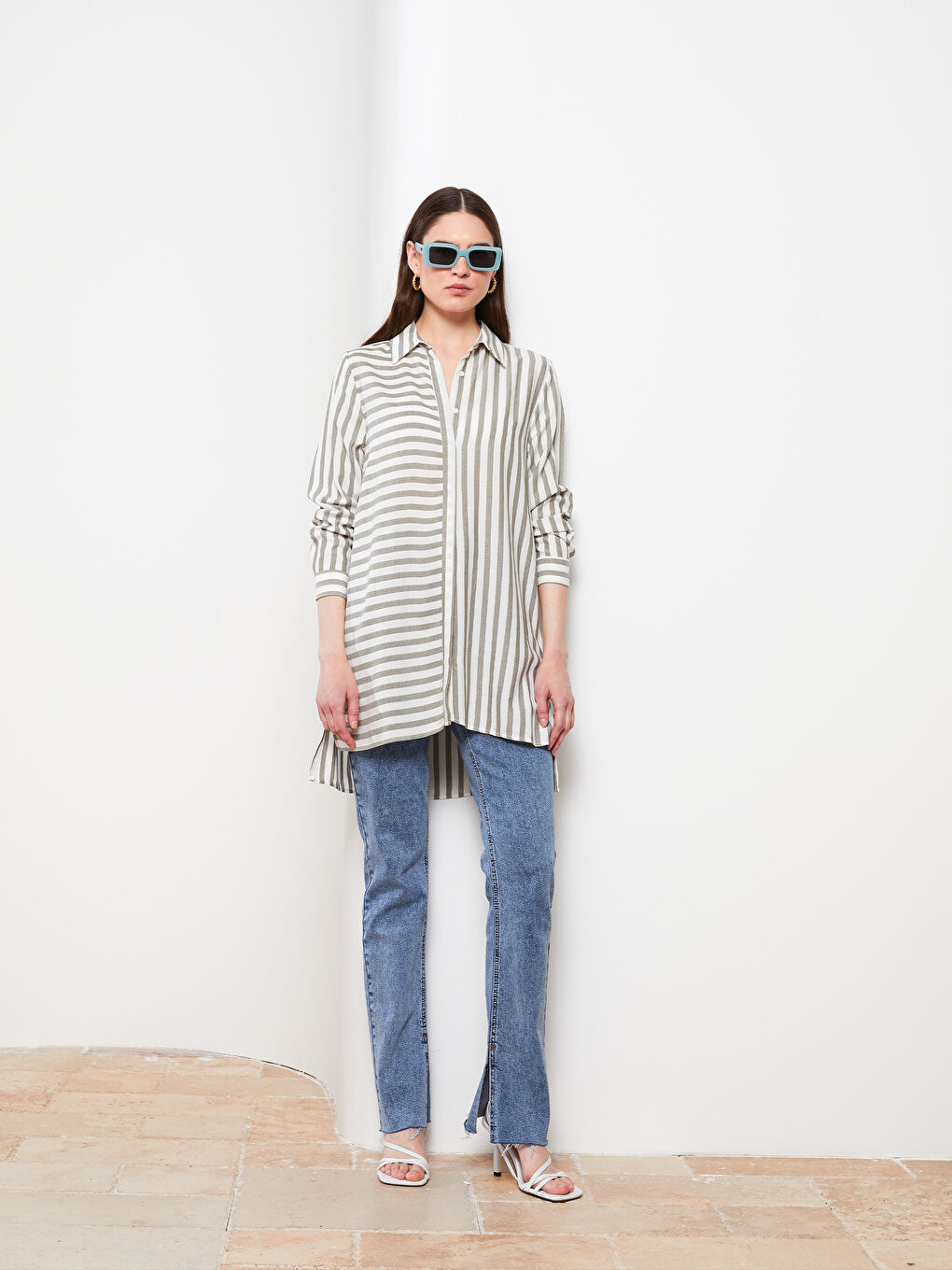 Striped Women's Shirt Tunic-3