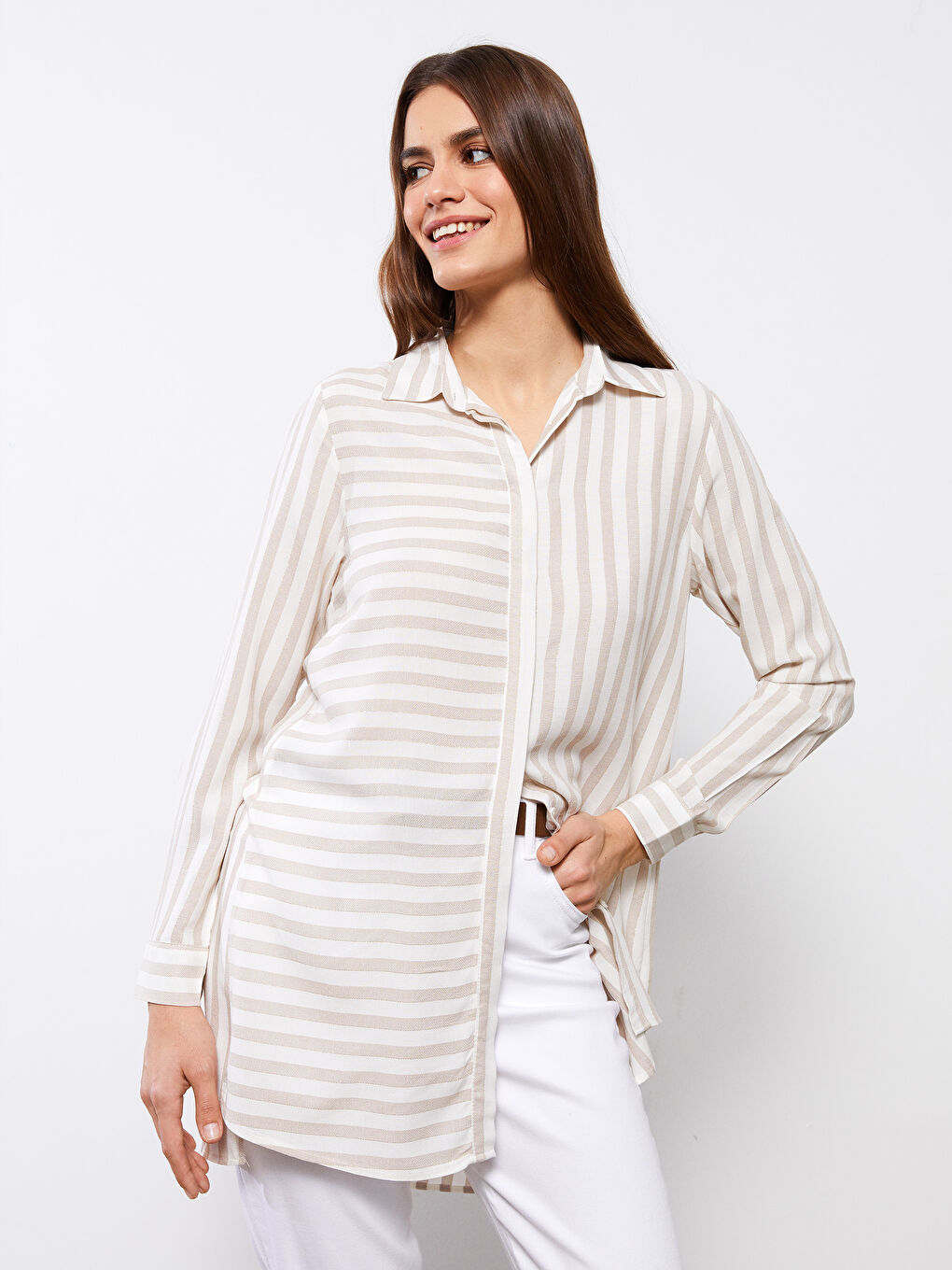 Striped Women's Shirt Tunic-1