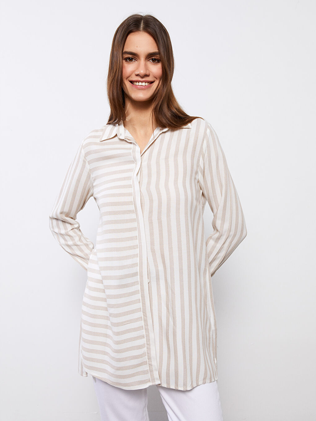 Striped Women's Shirt Tunic-2