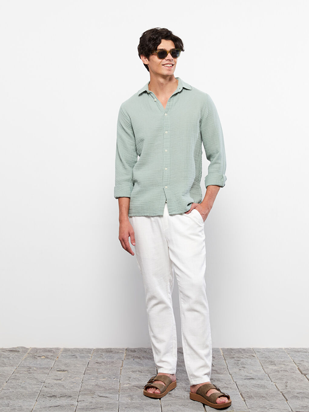 Regular Fit Long Sleeve Poplin Men's Shirt