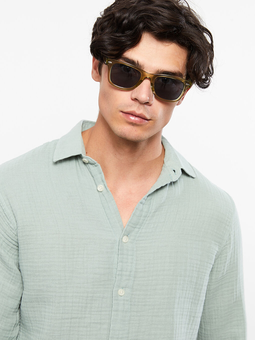 Regular Fit Long Sleeve Poplin Men's Shirt-3