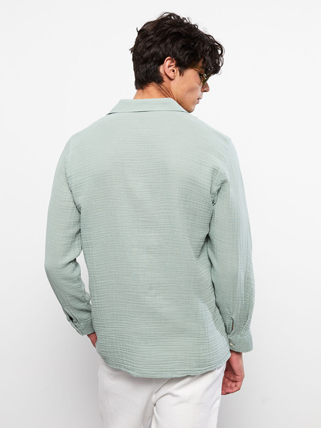 Regular Fit Long Sleeve Poplin Men's Shirt-4