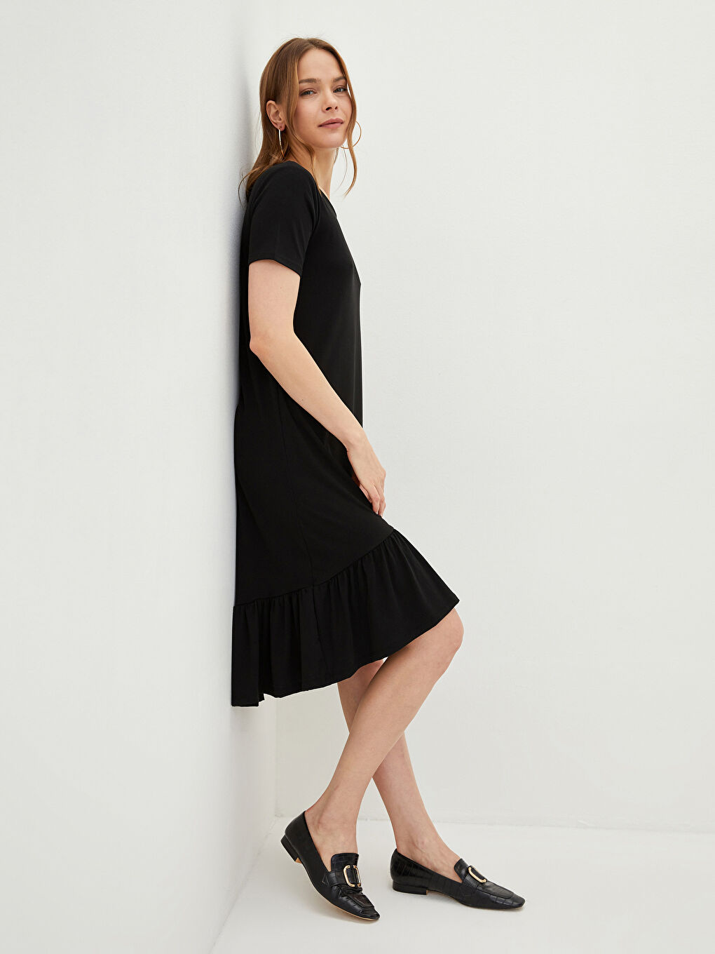 Crew Neck Plain Short Sleeve Women's Dress