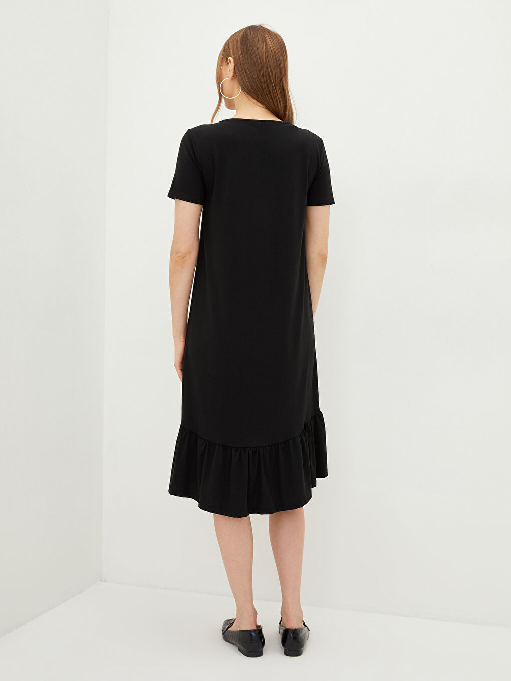 Crew Neck Plain Short Sleeve Women's Dress-3