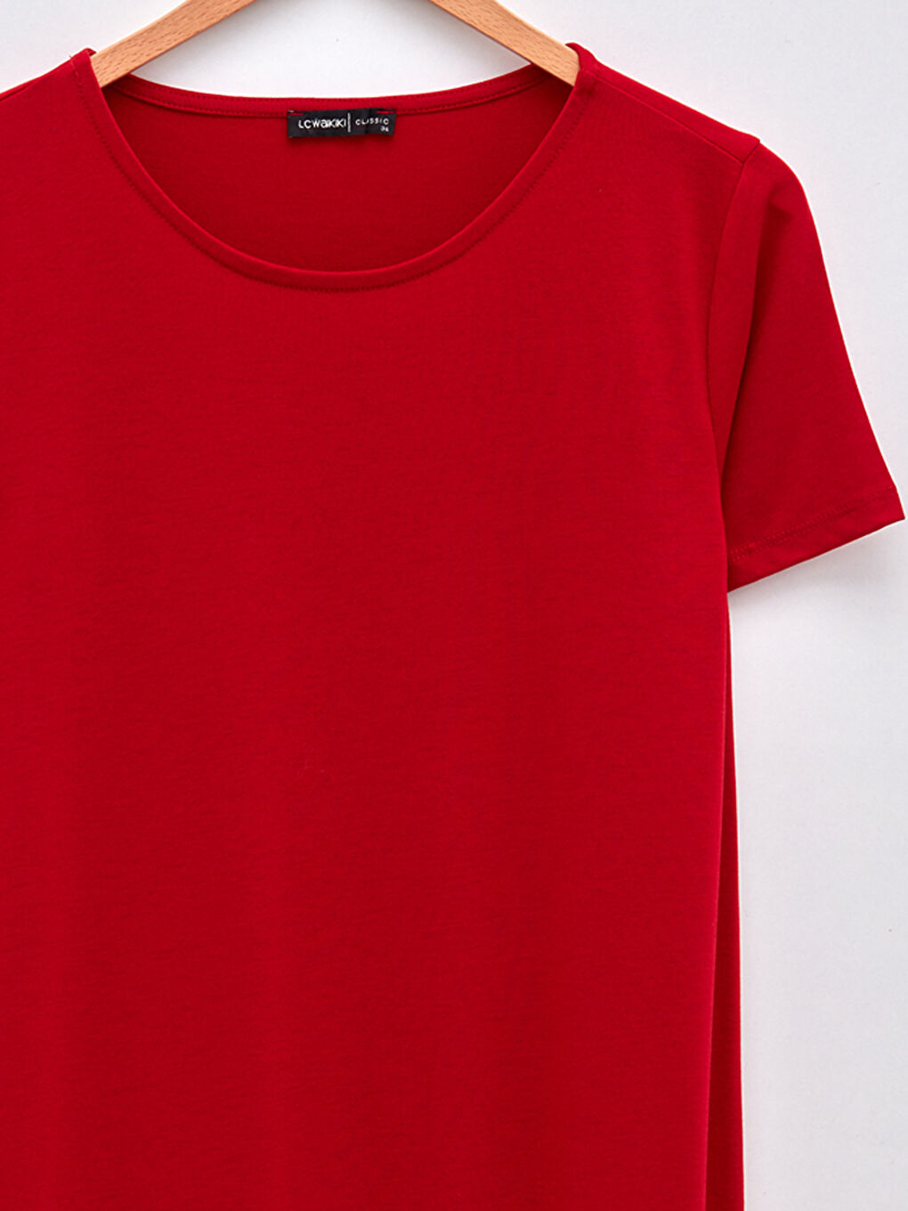 Kırmızı Bisiklet Yaka Düz Kısa Kollu Kadın Elbise-6