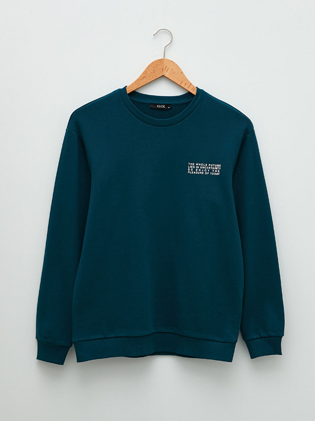 Ерлерге арналған ұзын жең дөңгелек жағалы принтті свитшот-5