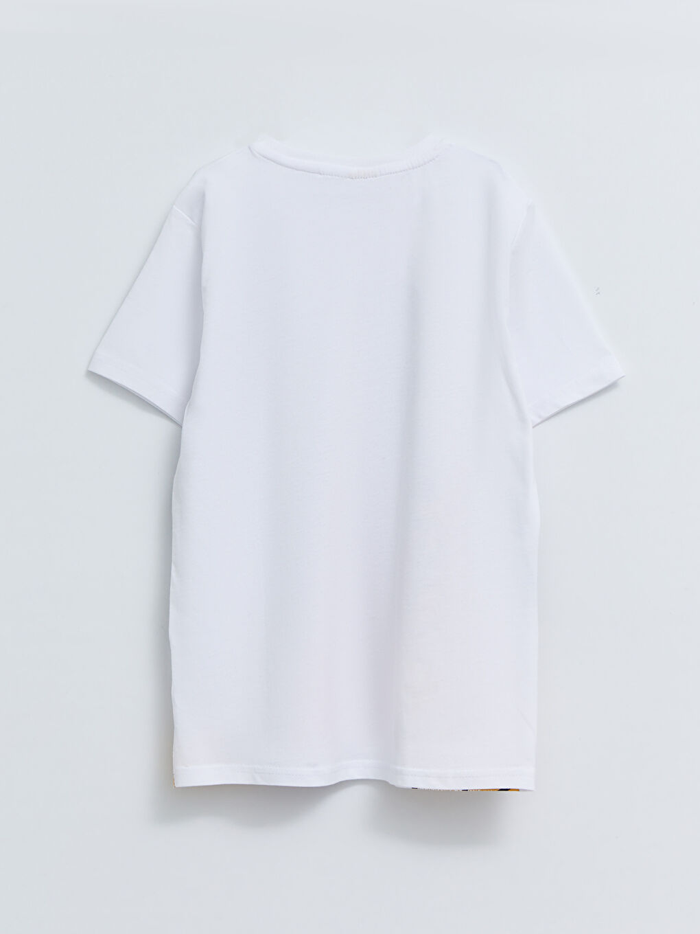 Beyaz Bisiklet Yaka Mickey Mouse Baskılı Kısa Kollu Pamuklu Erkek Çocuk Tişört-1