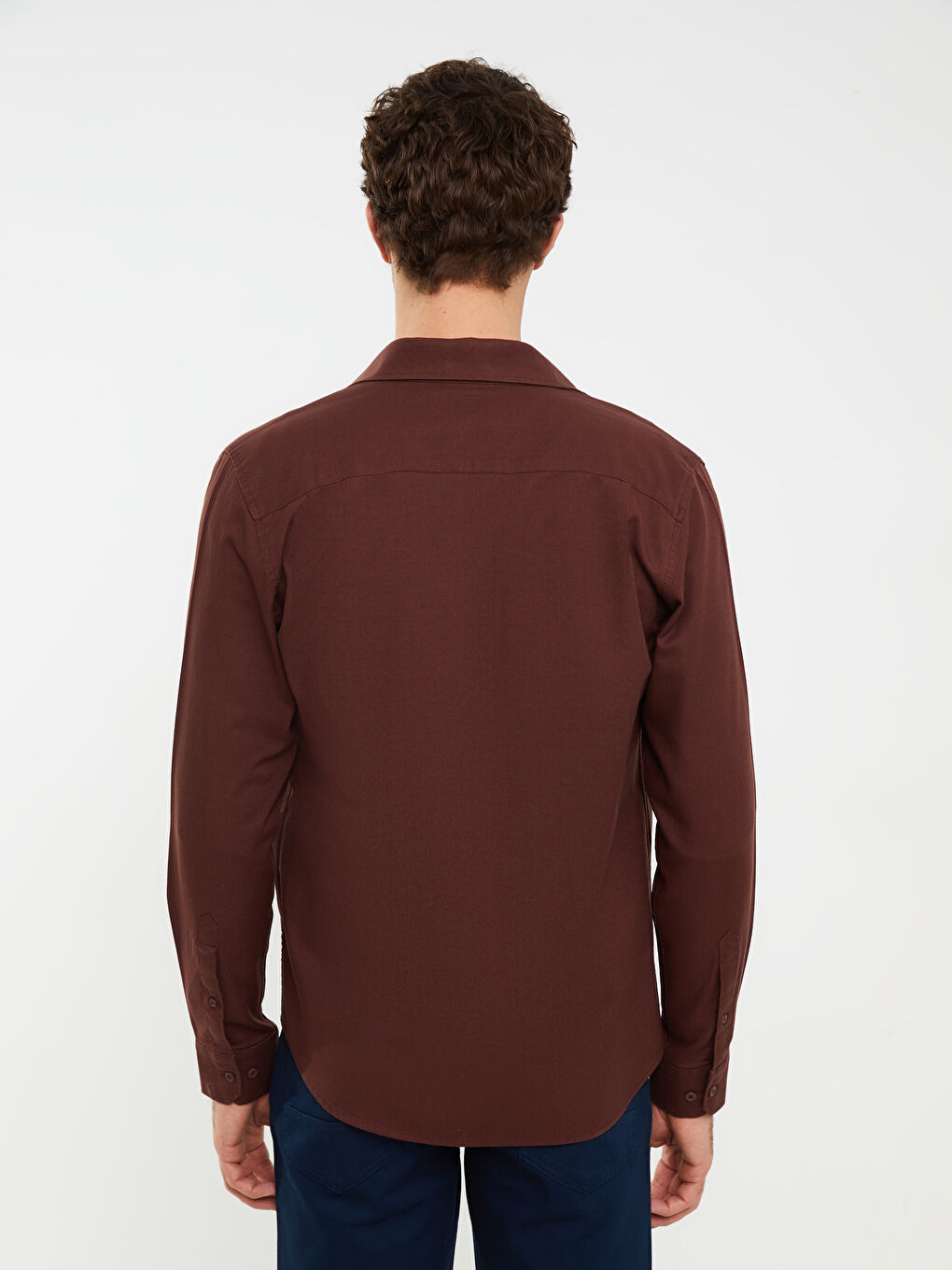 Kahverengi Regular Fit Uzun Kollu Erkek Gömlek-3