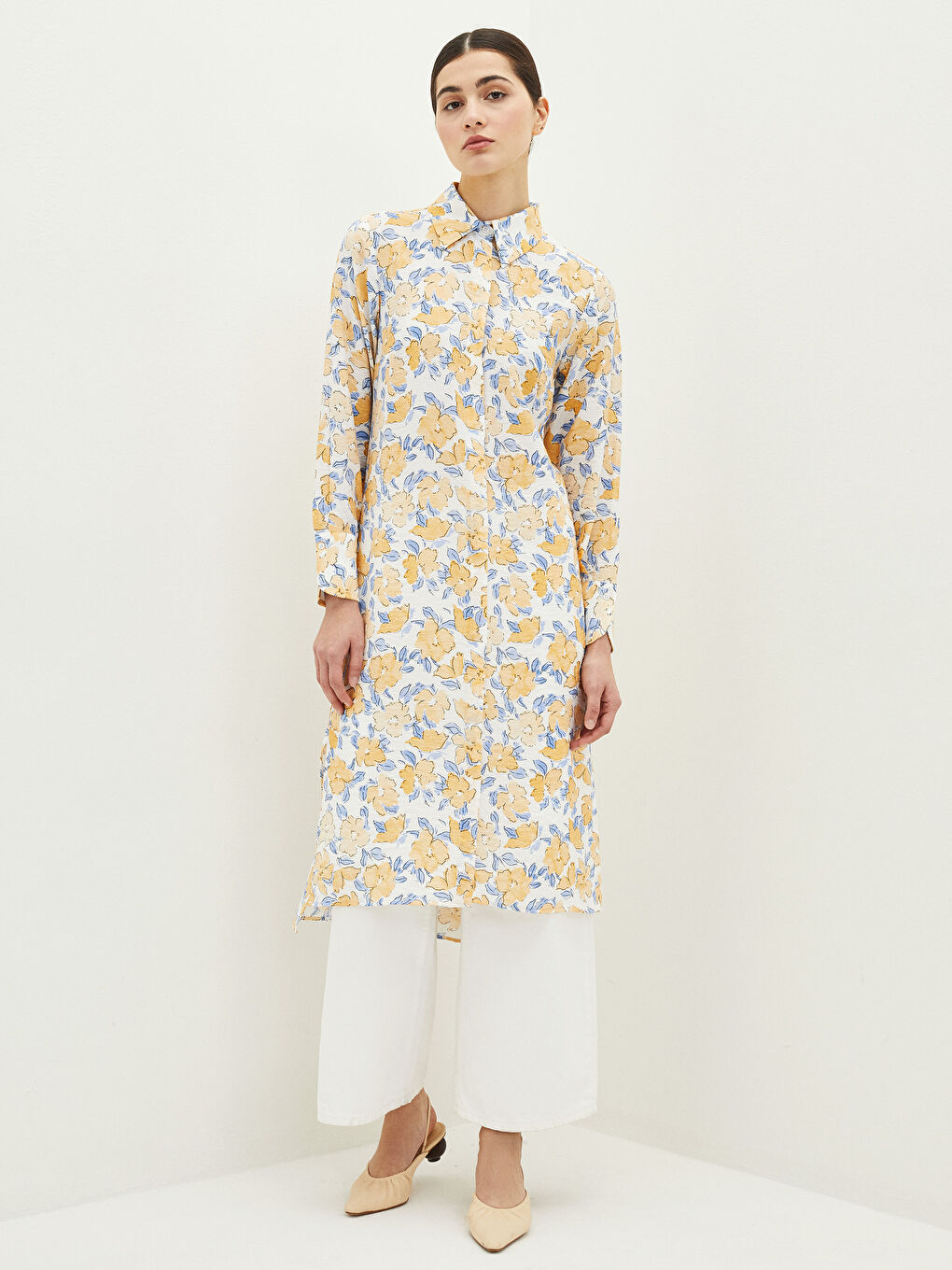 LCW Modest Floral Long Sleeve Women's Shirt Tunic -S2CO13Z8-LRA