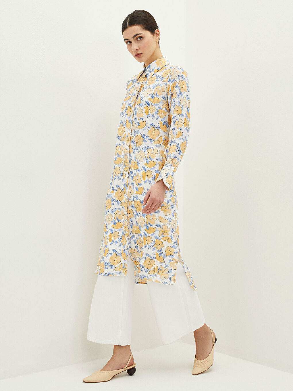 LCW Modest Floral Long Sleeve Women's Shirt Tunic -S2CO13Z8-LRA
