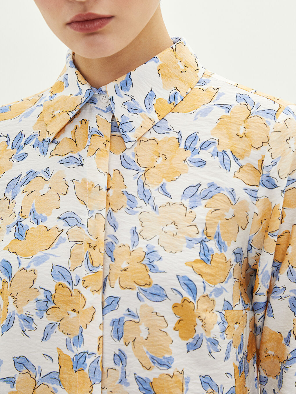 LCW Modest Floral Long Sleeve Women's Shirt Tunic -S2CO13Z8-LRA