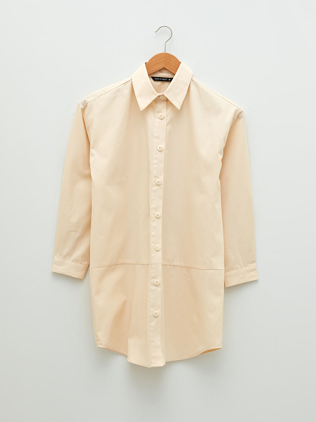 Tunică cămașă supradimensionată imprimată cu mânecă lungă din gabardină pentru femei-5