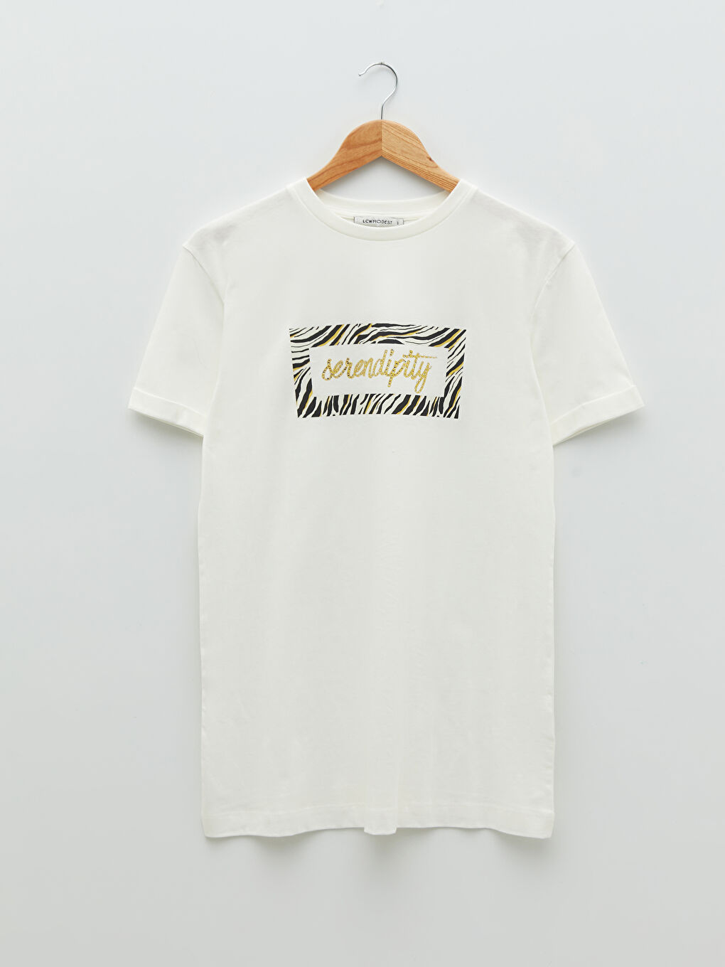 تونيك نسائي برقبة دائرية مطبوع بأكمام قصيرة من القطن-5