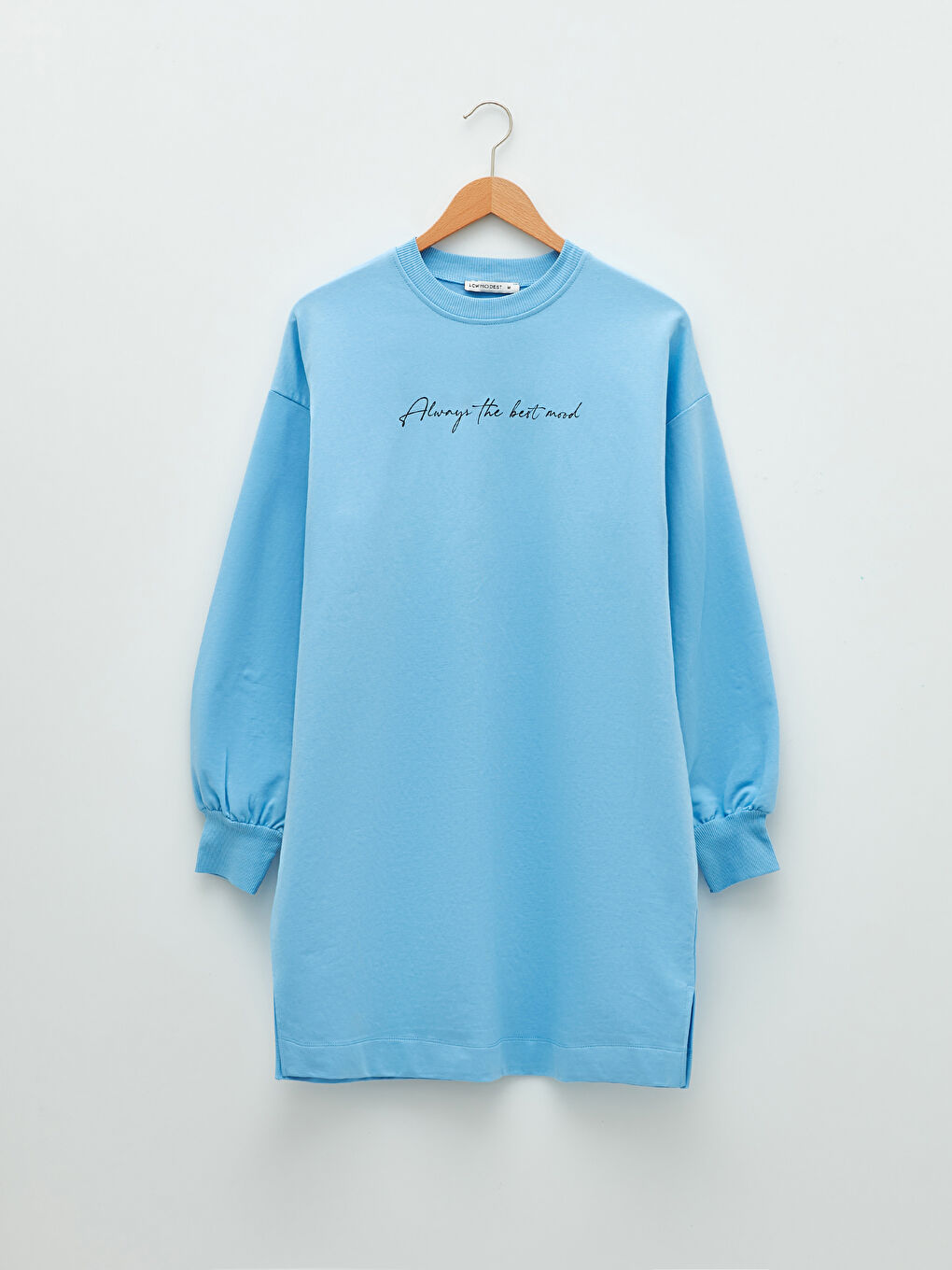 Mavi Bisiklet Yaka Yazı Baskılı Uzun Kollu Oversize Kadın Sweatshirt Tunik-6