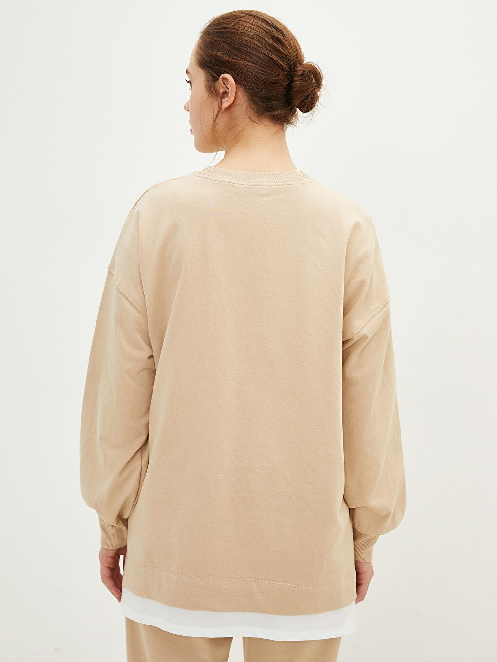 Crew Neck Plain Oversize Women's Sweatshirt Tunic-3