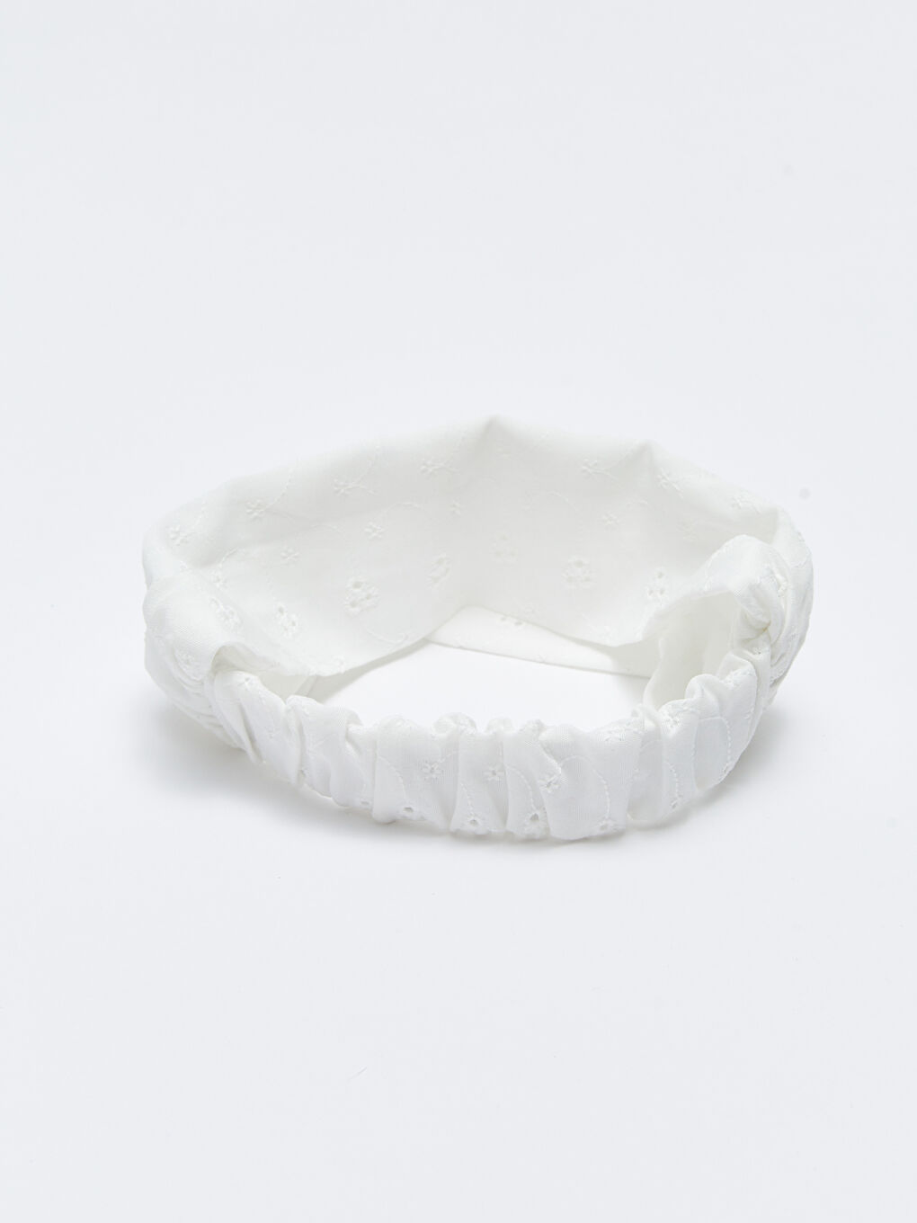 Ekru Kendinden Desenli Kız Bebek Saç Bandı-1