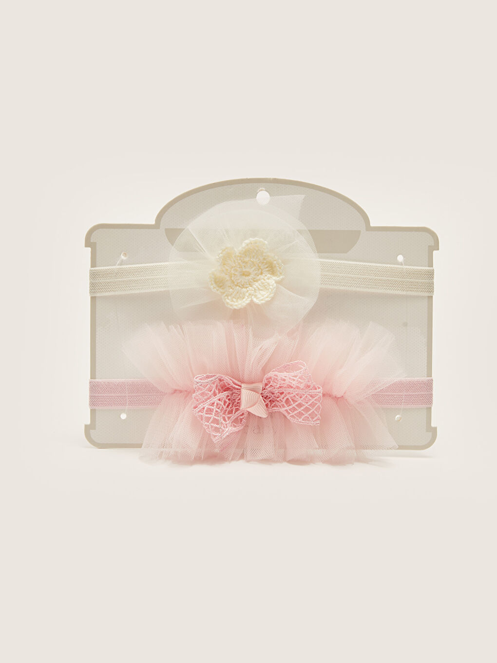 Серпімді мата тюльмен толықтырылған қыз балаға арналған шашбау 2 бөліктен тұратын