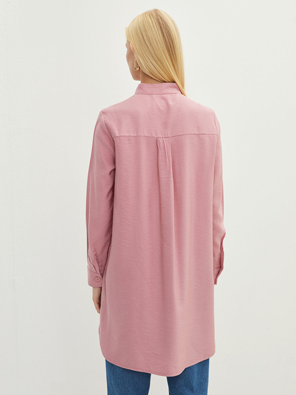 Grandad Collar Plain Long Sleeve Women's Tunic-4