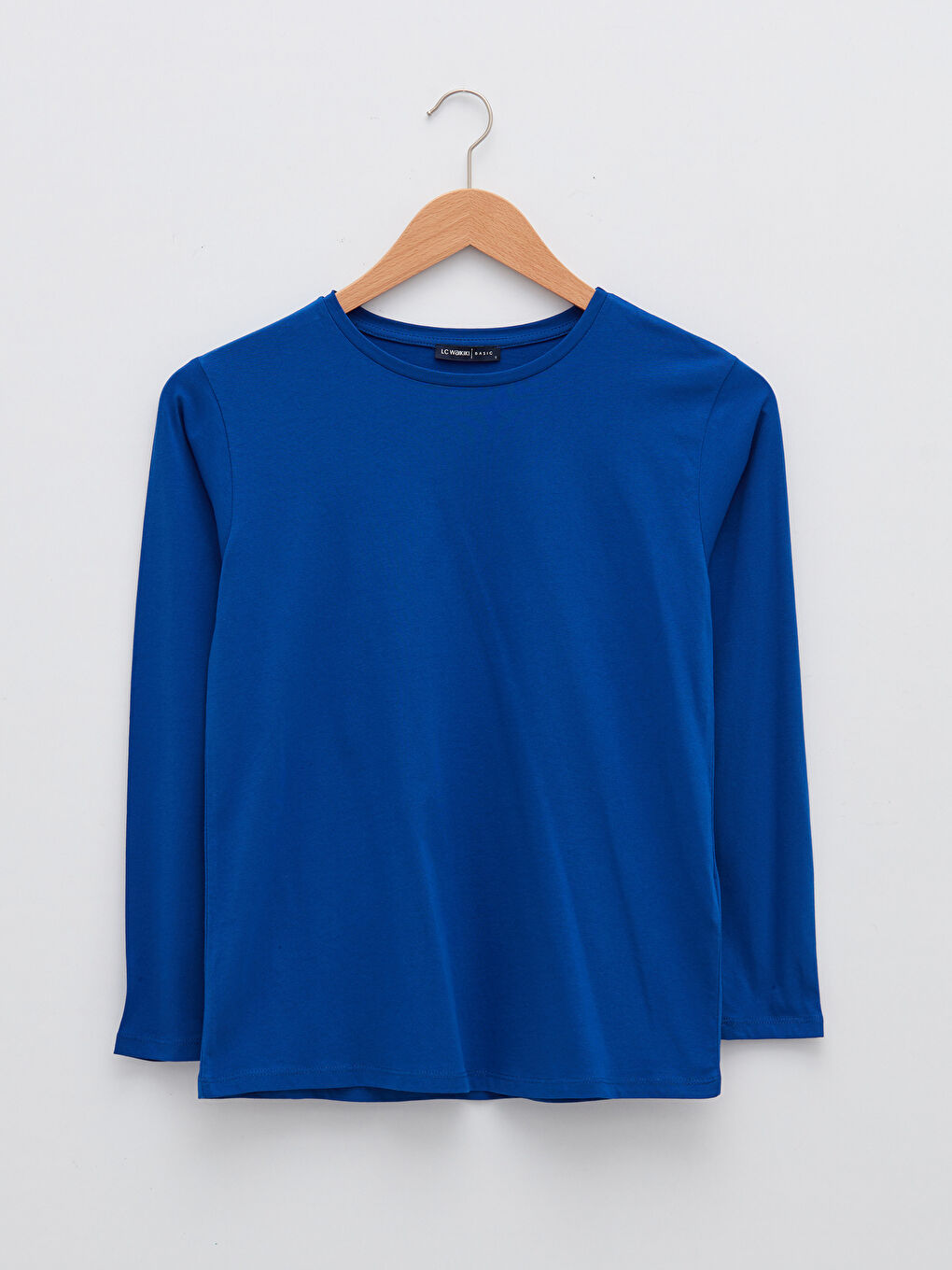 Crew Neck Regular Long Sleeve Cotton Women's T-shirt-5