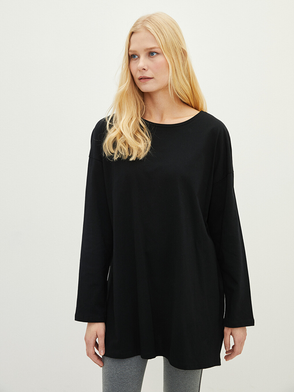 Crew Neck Regular Long Sleeve Cotton Women's T-shirt-1