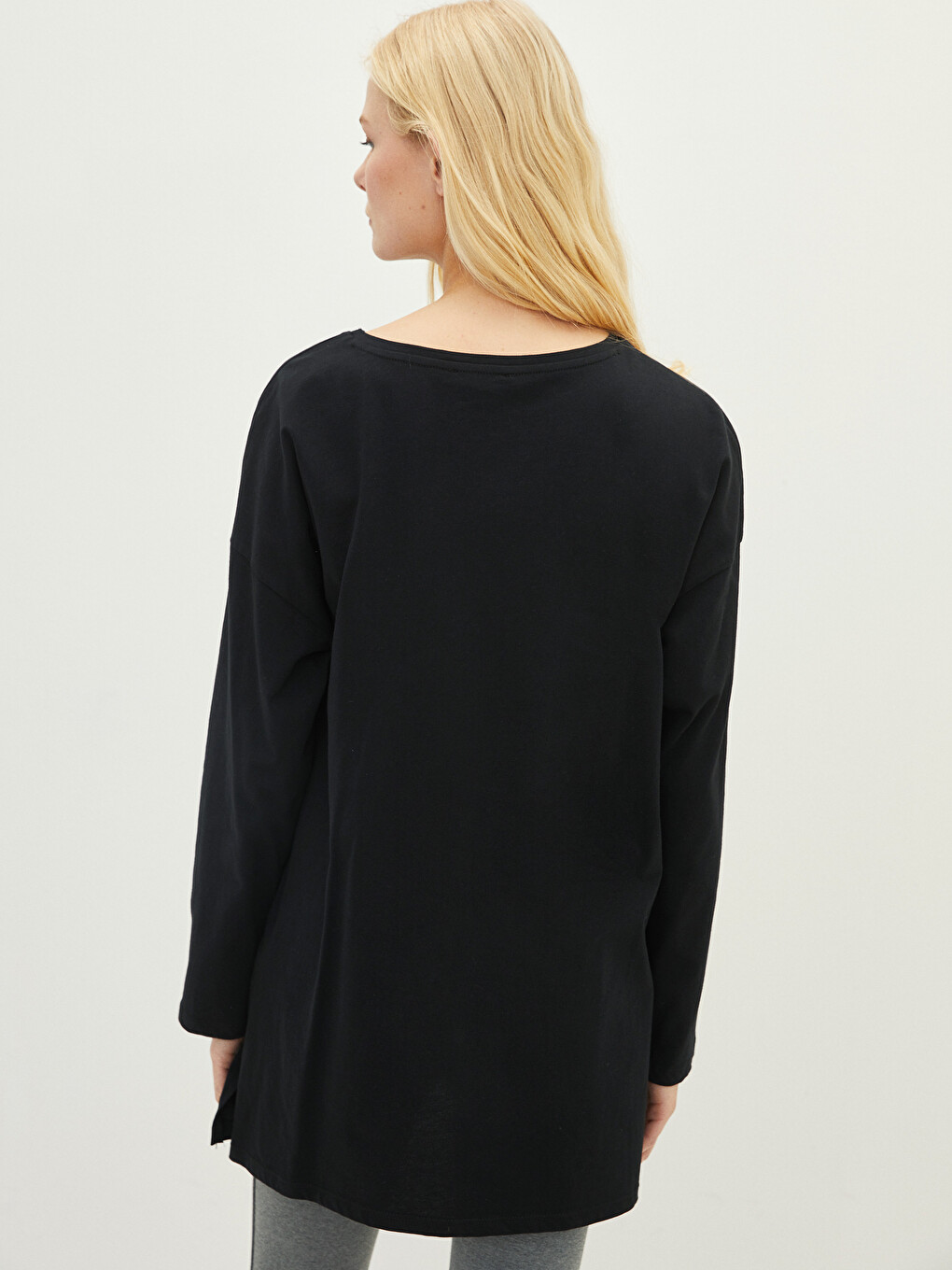 Crew Neck Regular Long Sleeve Cotton Women's T-shirt-4
