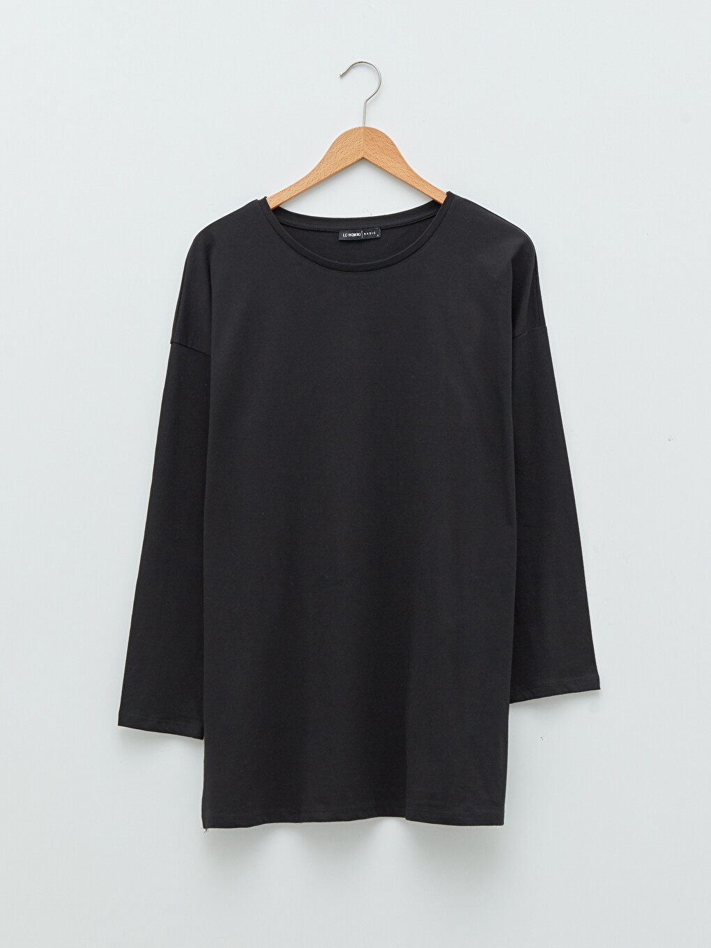 Crew Neck Regular Long Sleeve Cotton Women's T-shirt-5