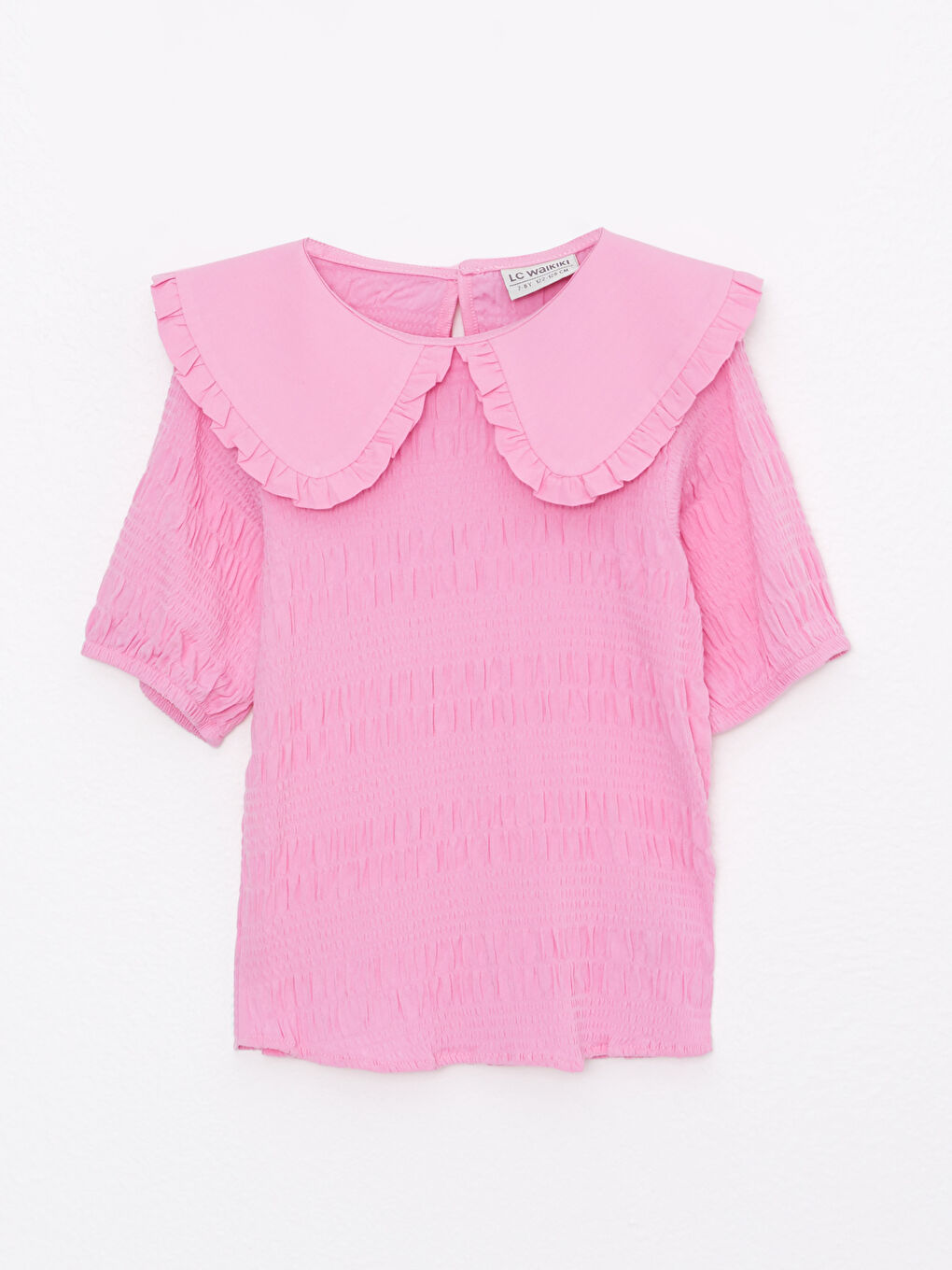 Peter Pan Collar Basic Short Sleeve Girls' Blouse