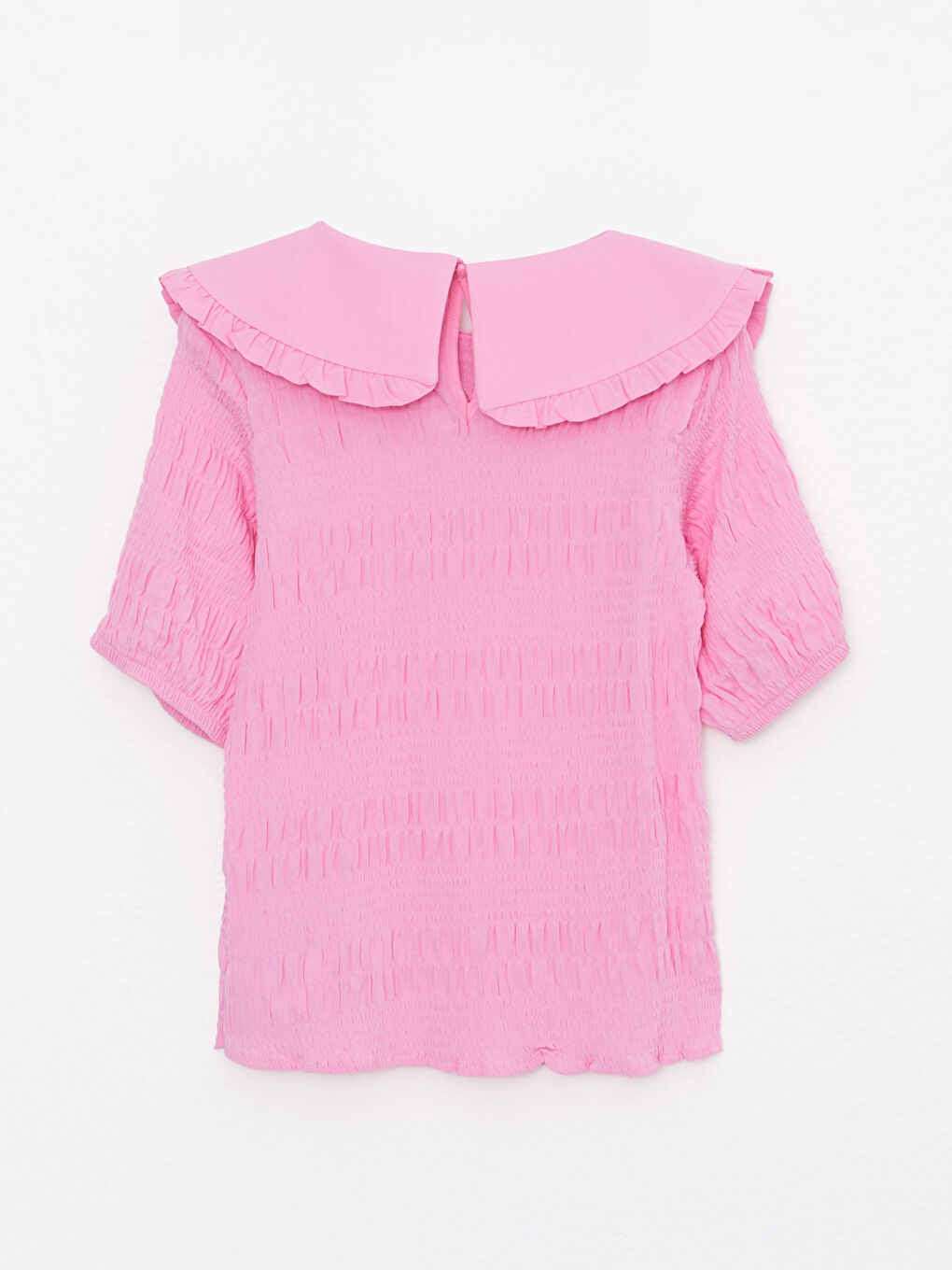 Peter Pan Collar Basic Short Sleeve Girls' Blouse-1