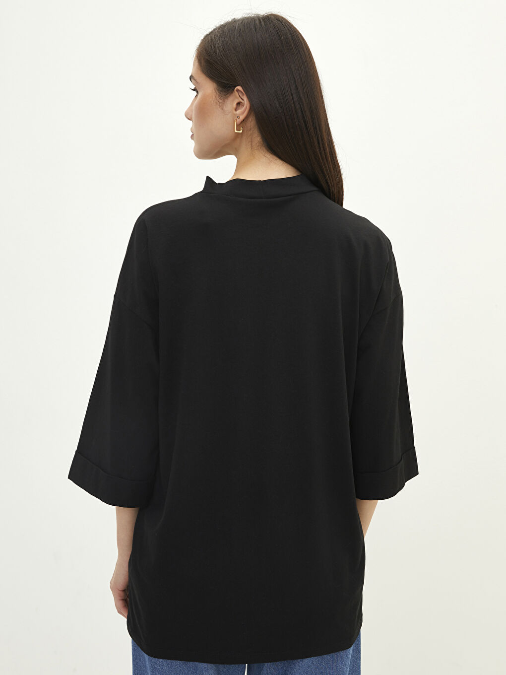 LCWAIKIKI Basic Tunique Surdimensionnée Unie à Col Cheminée pour Femmes -S2CP00Z8-CVL