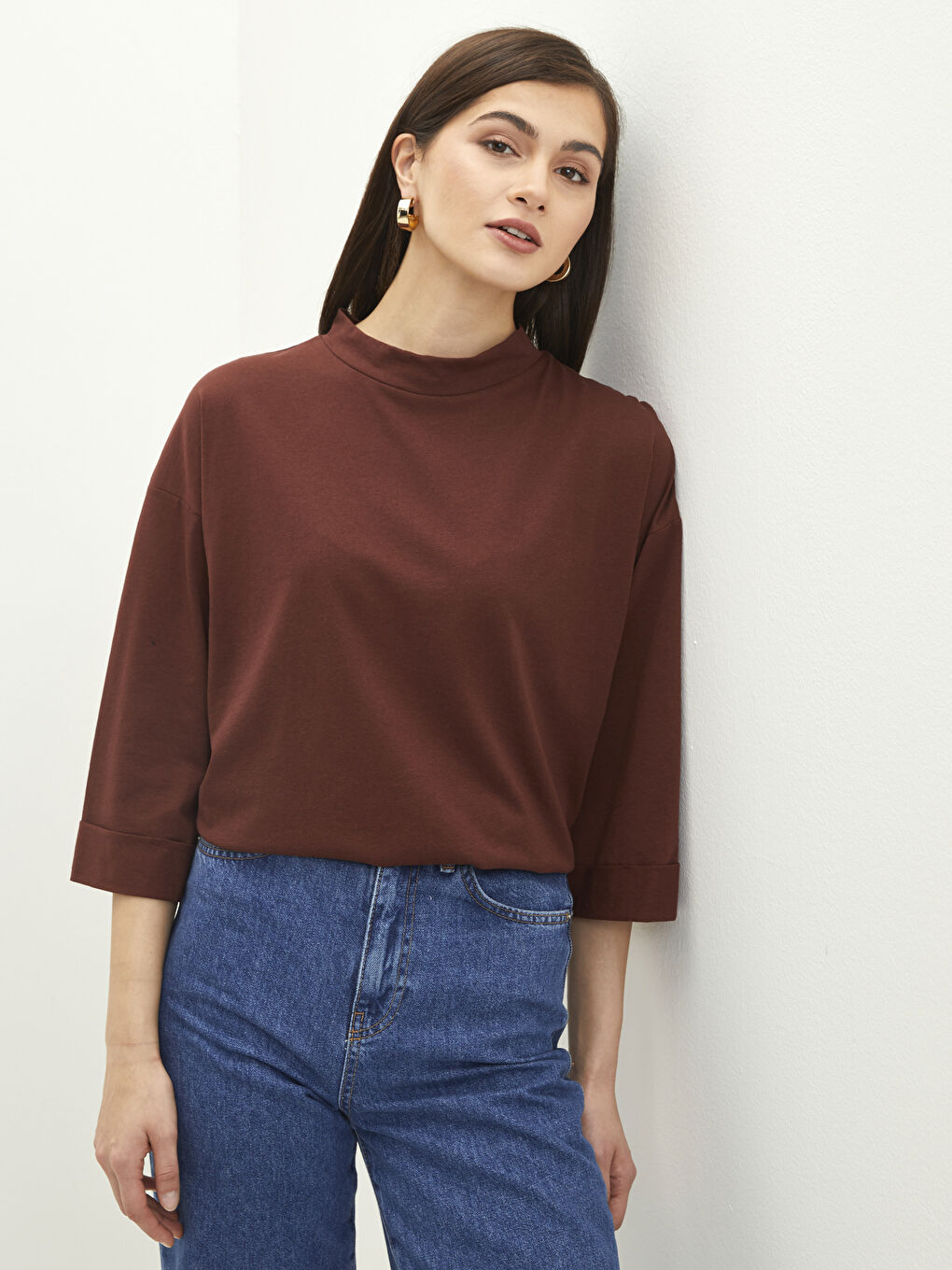 Trichterkragen Schlicht Oversize Tunika für Damen