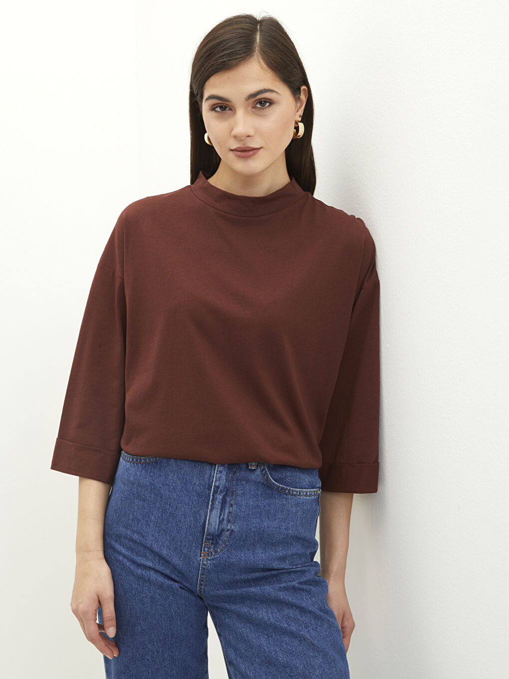 Trichterkragen Schlicht Oversize Tunika für Damen-1