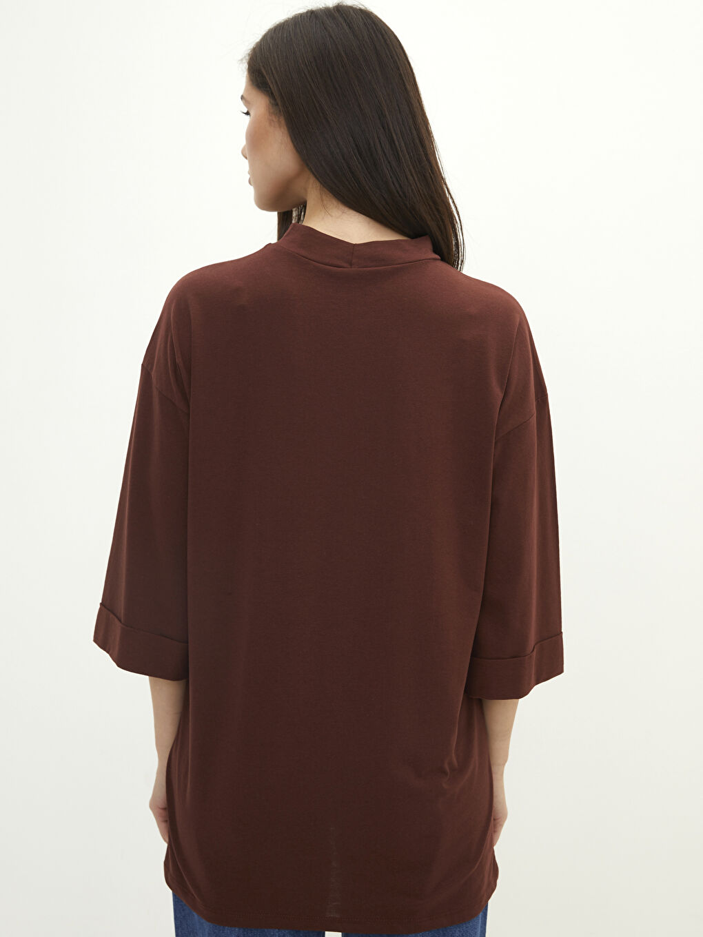 Trichterkragen Schlicht Oversize Tunika für Damen-4