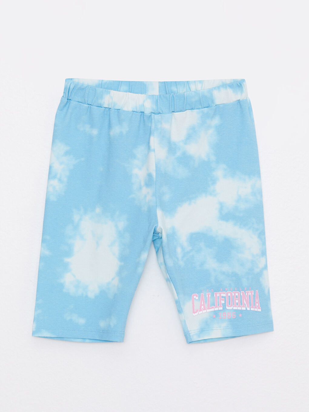 Turkuaz Beli Lastikli Baskılı Kız Çocuk Kısa Tayt