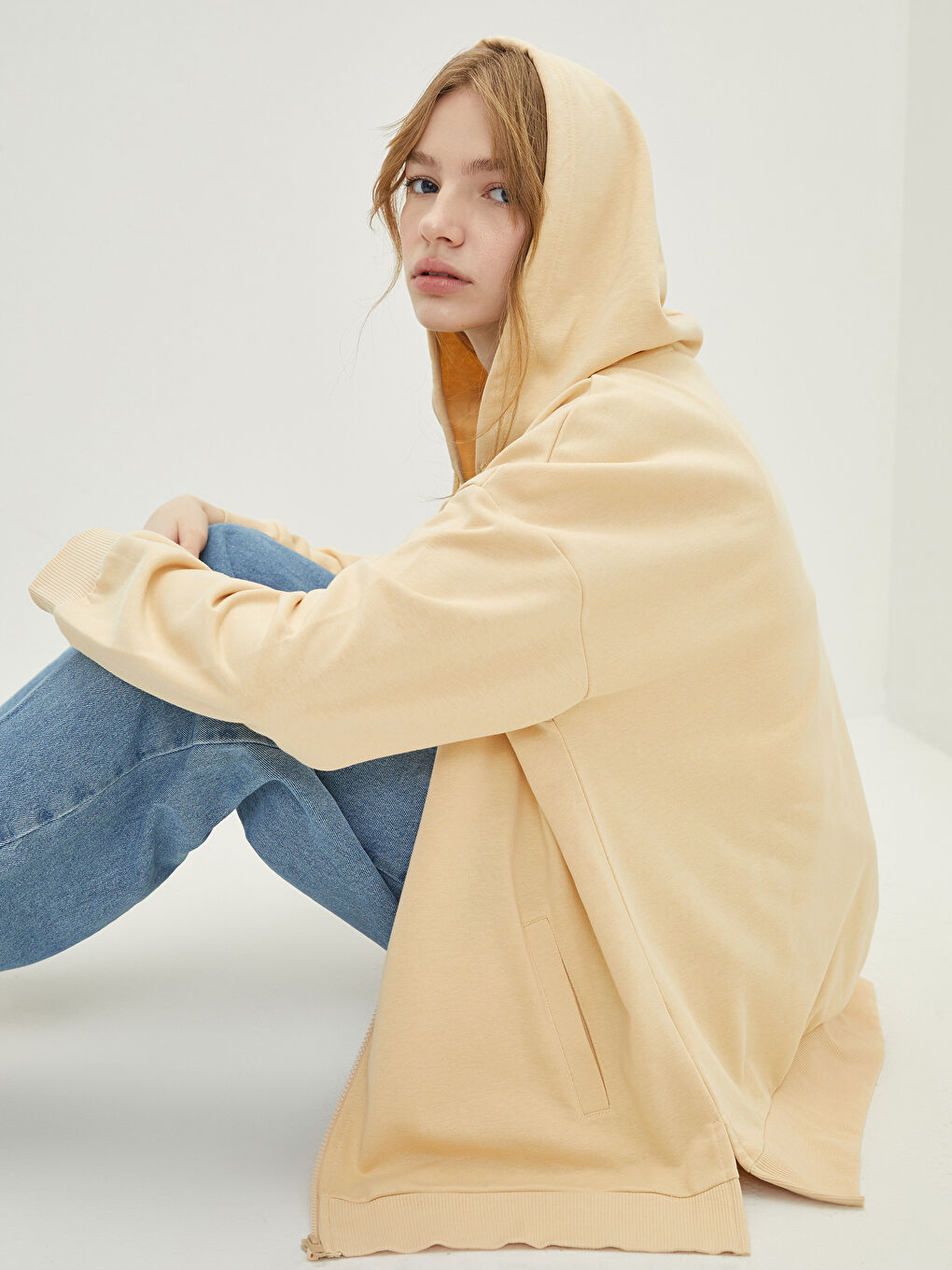 Hooded Plain Long Sleeve Women's Sports Cardigan-2