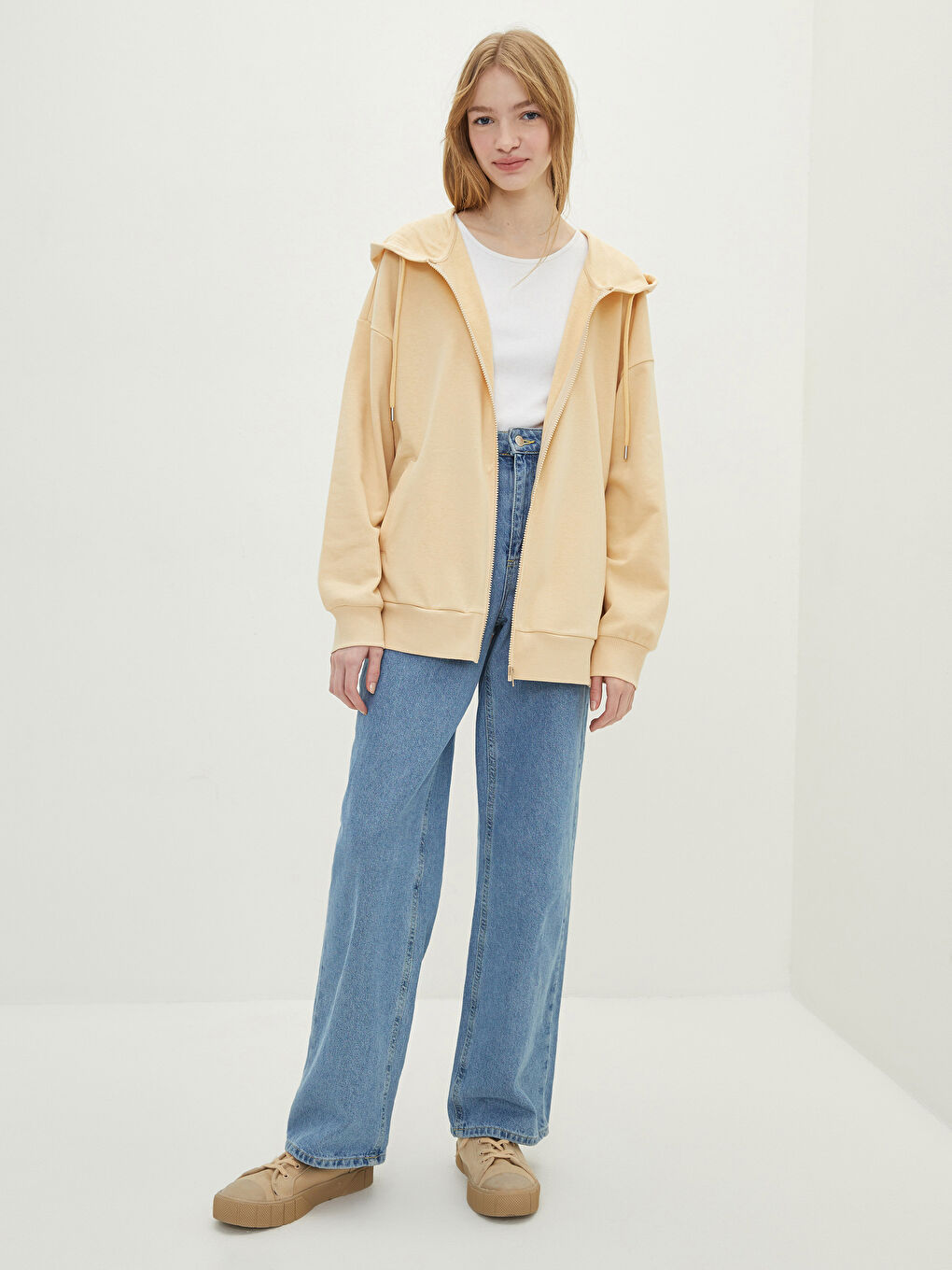 Hooded Plain Long Sleeve Women's Sports Cardigan-3