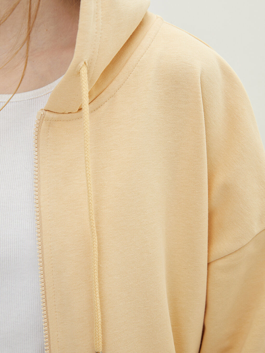 Hooded Plain Long Sleeve Women's Sports Cardigan-4