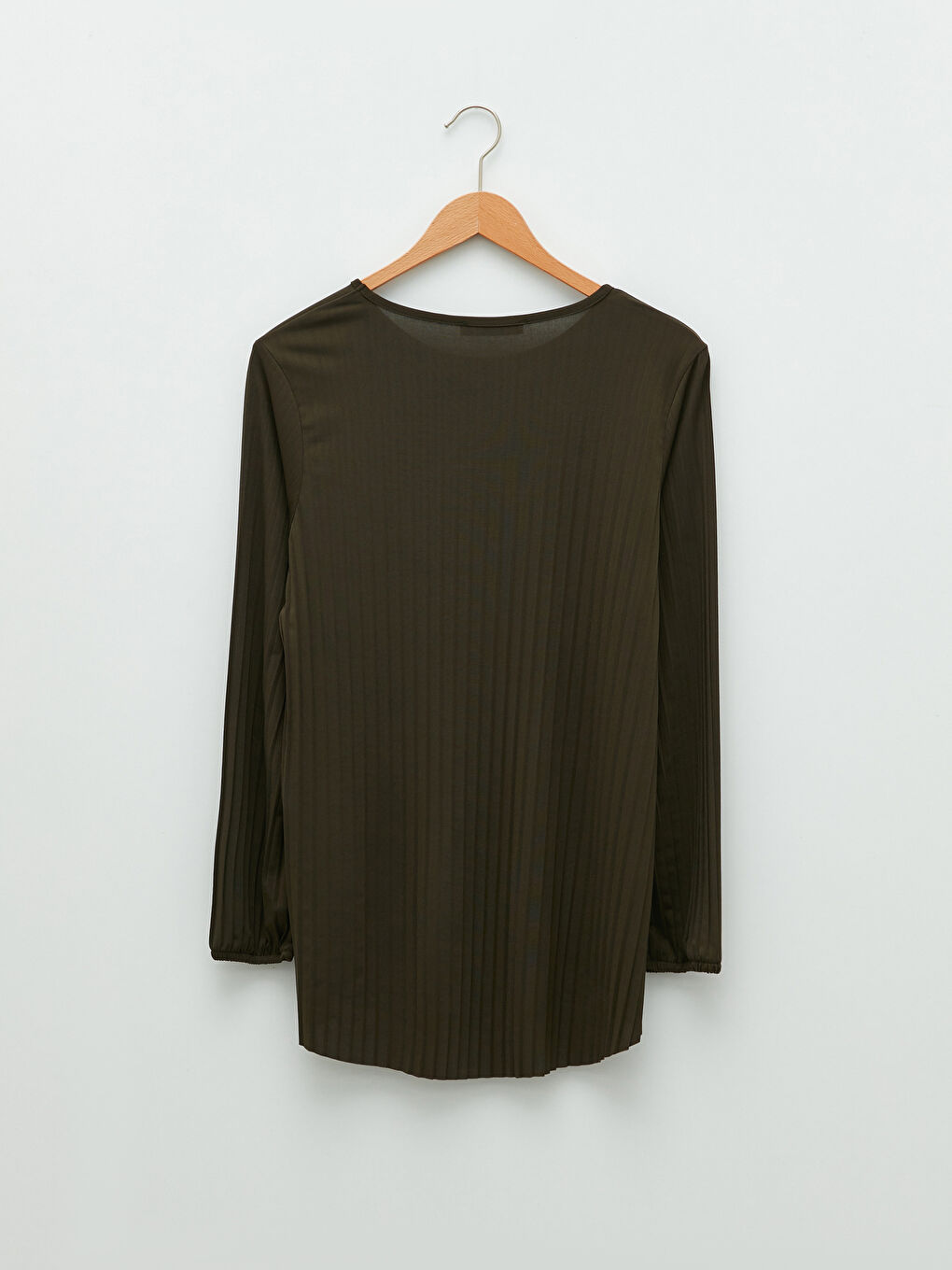 تيشيرت كم طويل سادة بياقة دائرية للسيدات-7