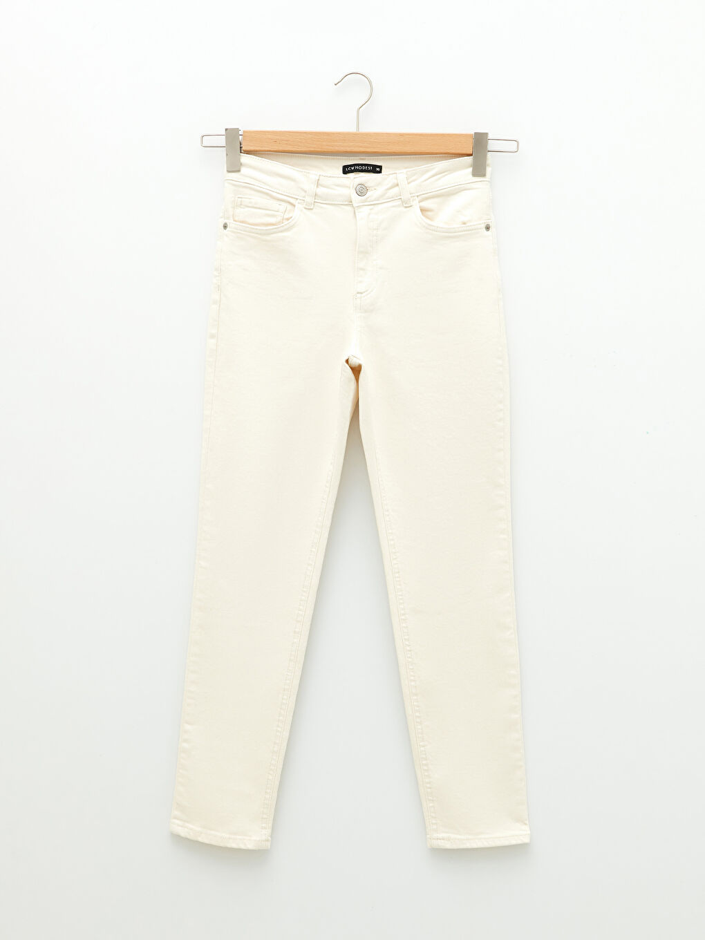 Slim Fit Straight Pocket Detailed Gabardine Fabric Women's Trousers-4