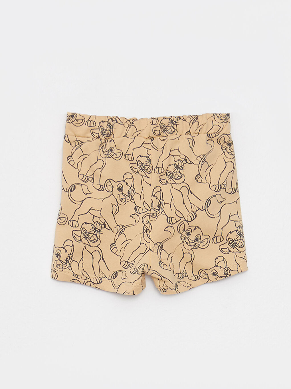 Bej Bisiklet Yaka Kısa Kollu Aslan Kral Baskılı Erkek Bebek Tişört ve Şort 2'li Takım-4
