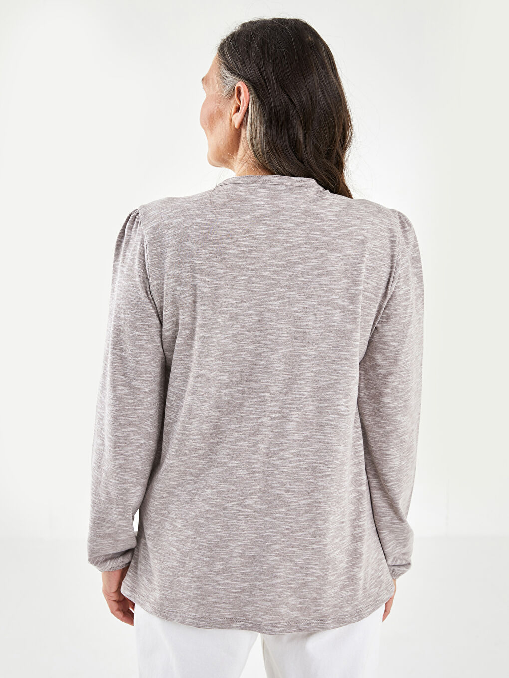 Crew Neck Embroidered Long Sleeve Women's T-Shirt-4