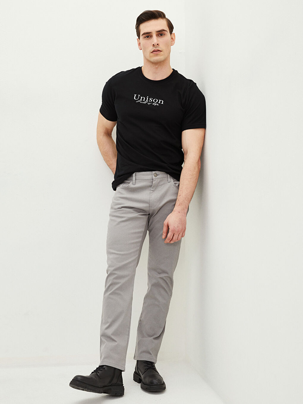 Gri Slim Fit Erkek Pantolon-1