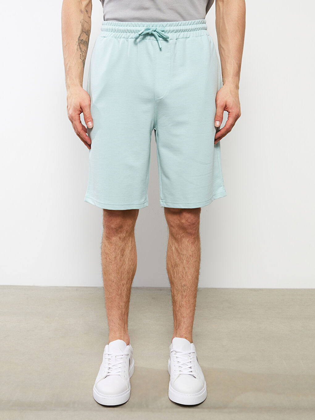 Turkuaz Standart Kalıp Örme Erkek Şort-2