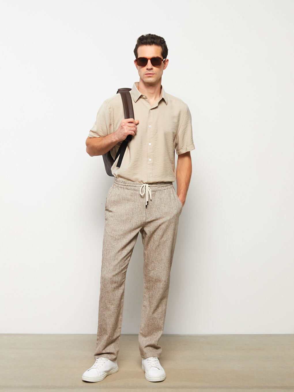 Pantaloni Slim Fit din In pentru Bărbați