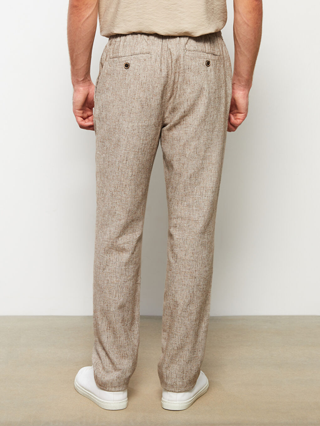 Pantaloni Slim Fit din In pentru Bărbați-4